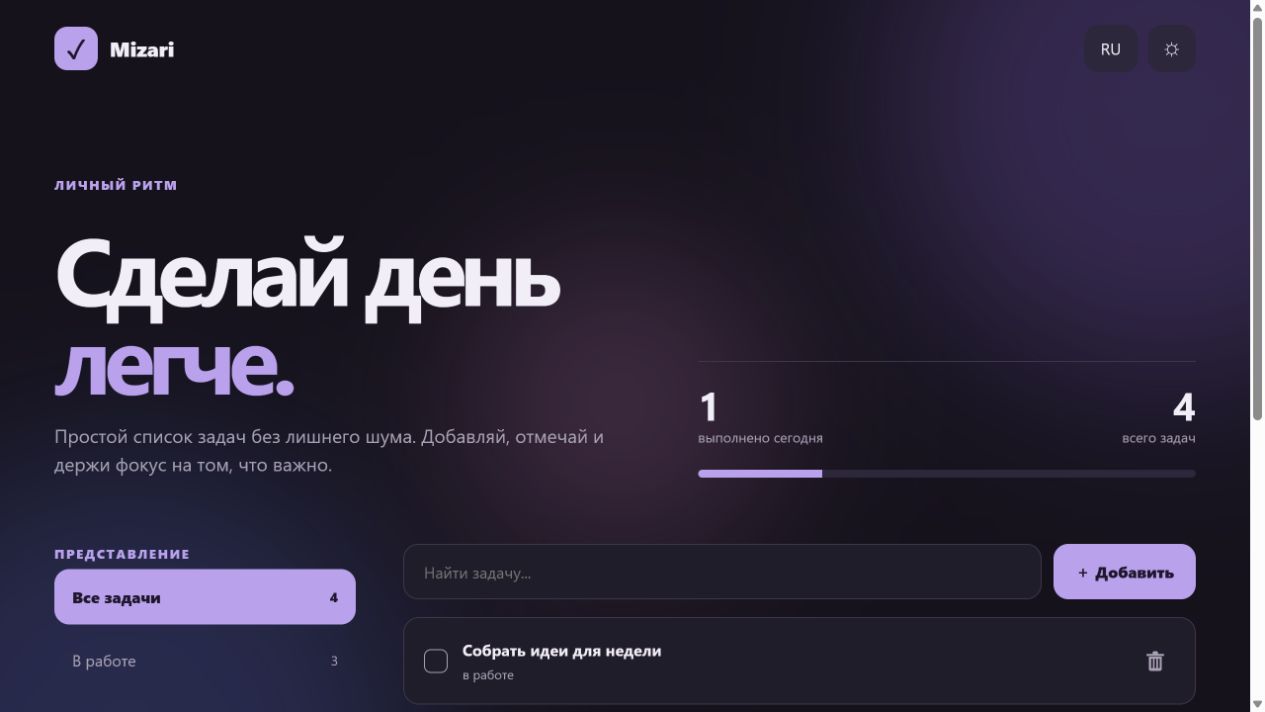 Превью приложения Mizari Tasklist